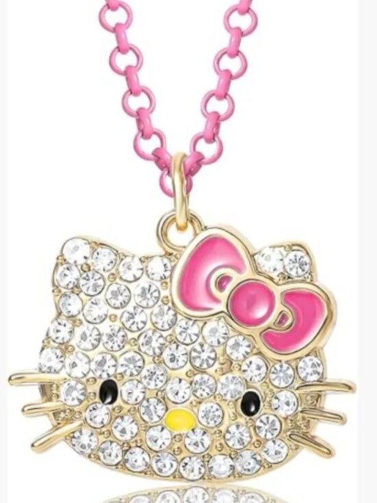Hello Kitty Other - Hello Kitty Pave Crystal Pendant Necklace 16-19" Adjustable Chain Lobster Clasp